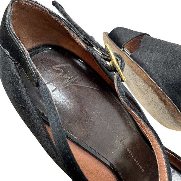 Giuseppe Zanotti High Heels Stiletto Satin Ankle Strap Black Size 39.5 US 9.5 - Picture 16 of 16